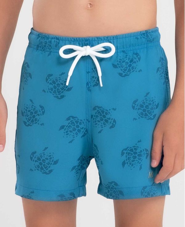 Short Praia Infantil com Elastano Magic Stamp Azul Medio P