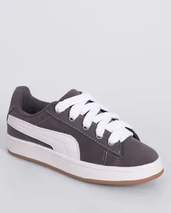 Tênis Infantil Casual com Recorte Lateral Cinza 29
