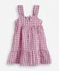 vestido infantil de algodão com recorte xadrez colorido 5