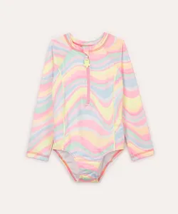 maiô infantil com listras neon e proteção uv colorido 10
