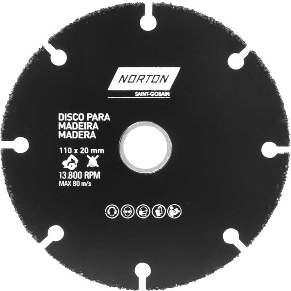 Disco de corte para madeira 110x20mm 69957315170 - Norton
