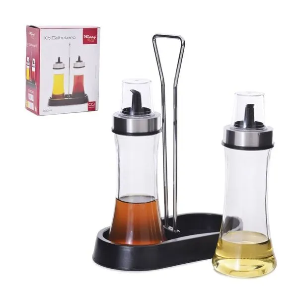 Conjunto Galheteiro Wincy Com Suporte 3 Peças 200ml Sleek VDA01016 (MP)