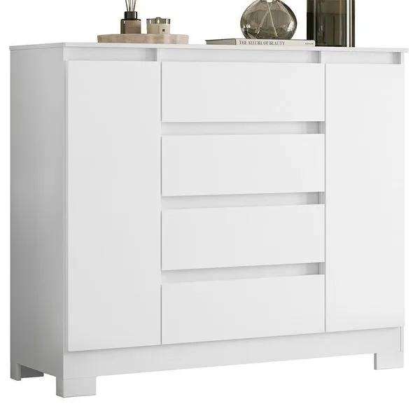 Cômoda Sapateira Atena 2 Portas E 4 Gavetas Quadriflex Branco - Móveis Albatroz