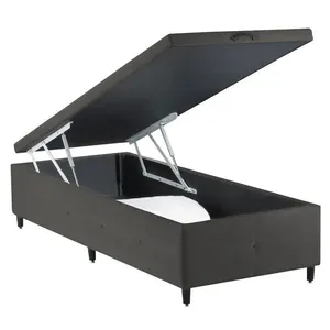 Base para Cama Box Solteiro com Baú p/ Colchão 88cm S. Design Cinza