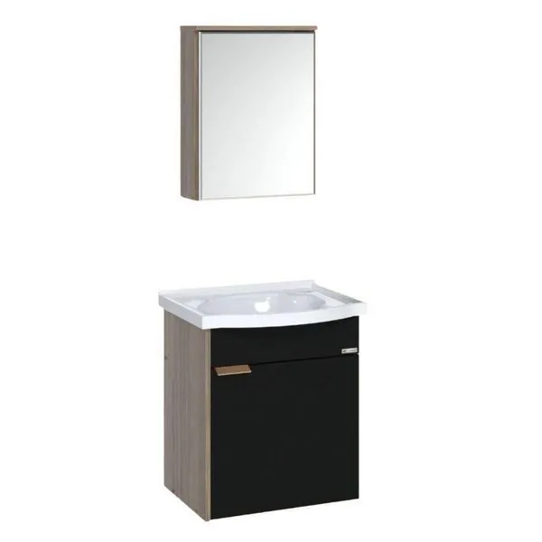 Kit Gabinete Para Banheiro A J Rorato Suspenso Capri Preto 38,9cm (MP)