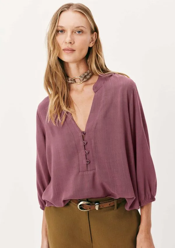 Blusa Básica Feminina Manga 7/8 Bufante - Rosa P