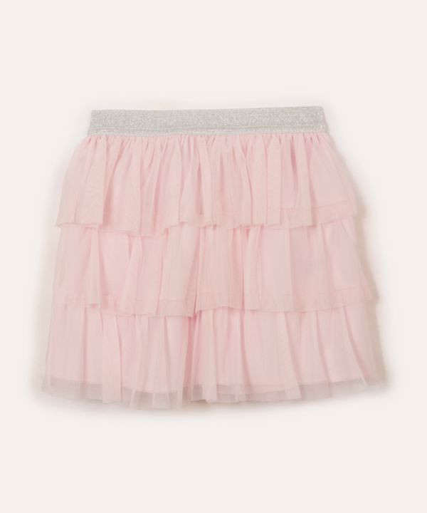 saia infantil de tule elástico metalizado rosa 2
