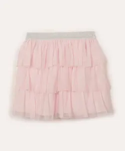 saia infantil de tule elástico metalizado rosa 1