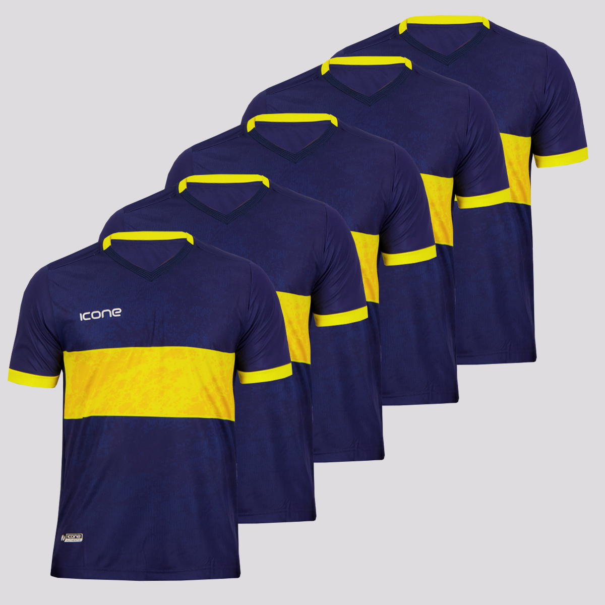 Kit de 5 Camisas Ícone Sports América Azul e Amarela