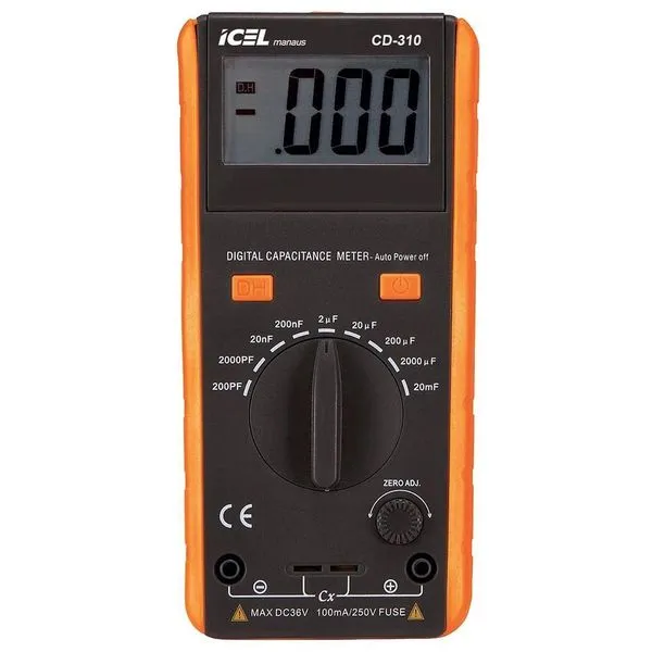Capacímetro Digital CD-310 para Medição de Capacitância de 200PF a 20000UF com Resultados Precisos e Estáveis Icel Capacímetro Digital CD-310 Faixa de 200PF a 20000UF com Resultados Precisos e Estáveis Icel