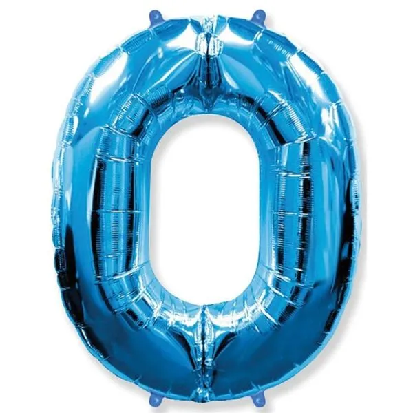 Balão Metalizado Azul Número 0 - 1 Metro