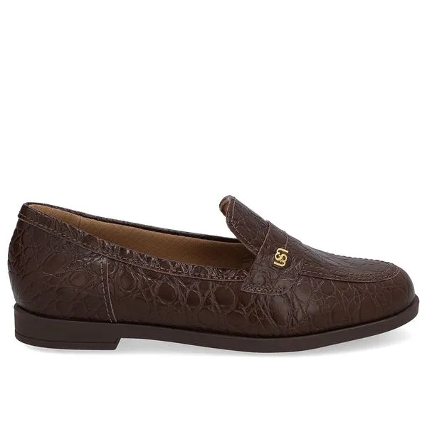 Loafer Couro Marrom Tira Monograma 34