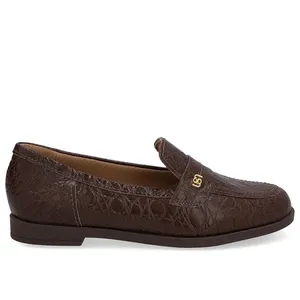 Loafer Couro Marrom Tira Monograma 34