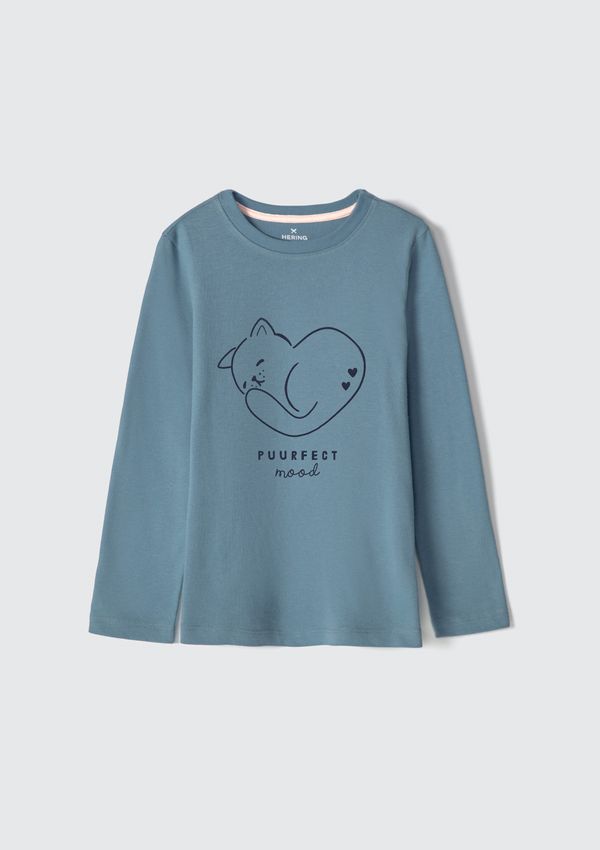 Blusa Infantil Menina Manga Longa Com Estampa Hering Kids - Azul 008