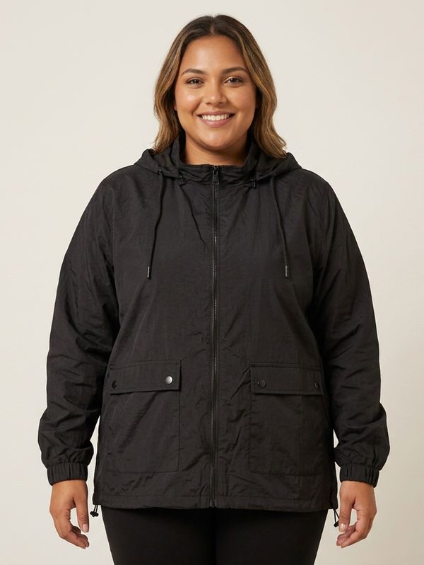 Jaqueta Corta-Vento Plus Size Feminina PRETO G2