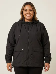 Jaqueta Corta-Vento Plus Size Feminina PRETO G2
