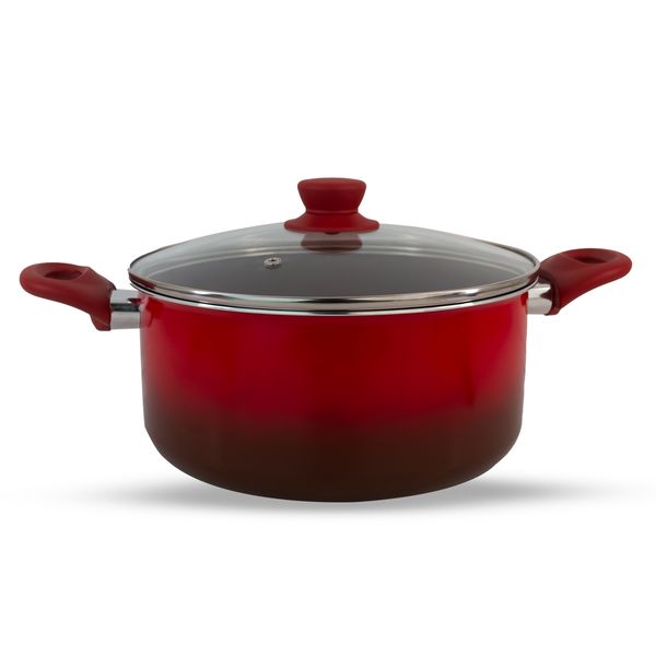 Caçarola com Tampa Brinox Easy Ø 24cm 4,55L Antiaderente Ceramic Life Vermelha Vermelho