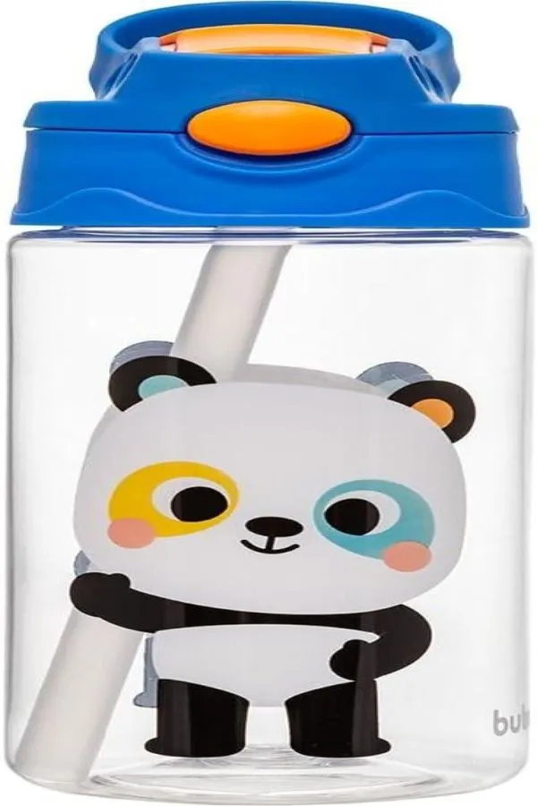 Garrafinha Infantil Tritan 450 Ml Com Canudo Zoo Panda Buba