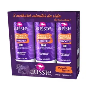 Kit Creme de Tratamento Aussie 3 Minute Miracle Smooth 3 Unidades