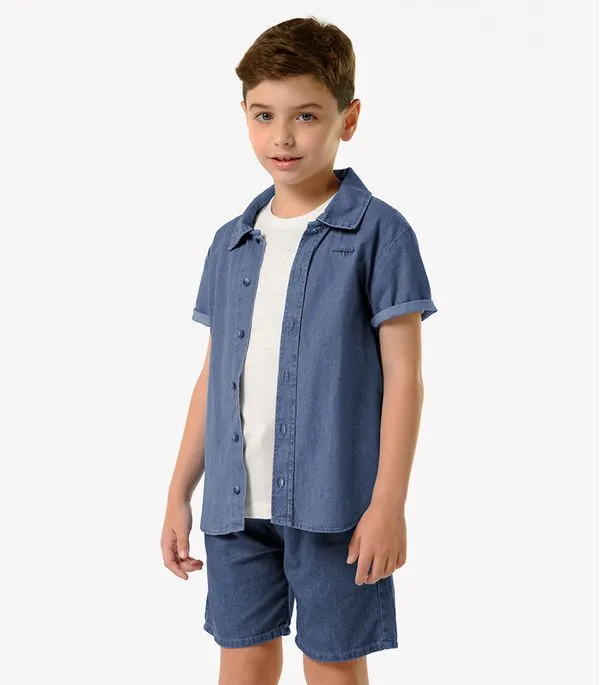 Conjunto Infantil Camiseta Com Bermuda Trick Nick Bege 4