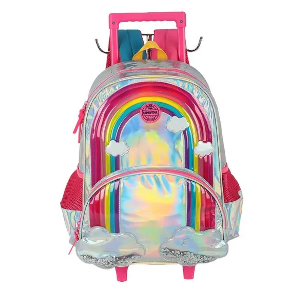 Mochila de Rodinhas Com Alça Luxcel UP4You ArcoIris Prata Único / CINZA