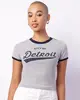 Camiseta Feminina Cropped Manga Curta Cinza M