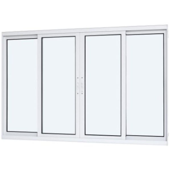 Janela de Alumínio 04 folhas Master Com Fecho Branca - 100x150