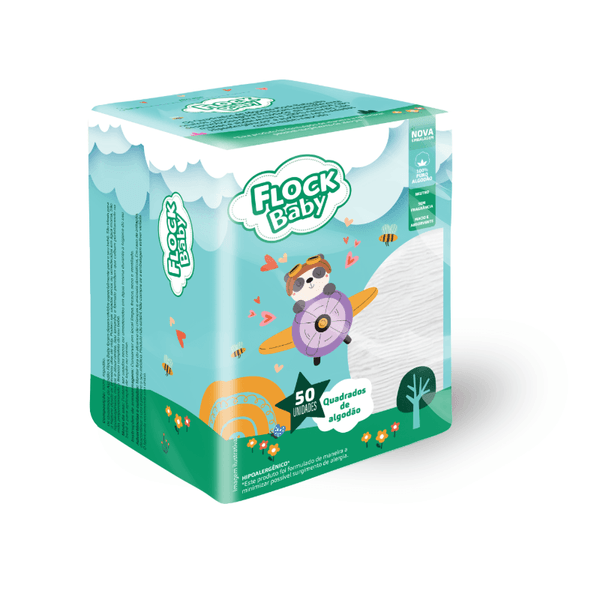 Algodão Quadrado Flock Baby 50 Unidades
