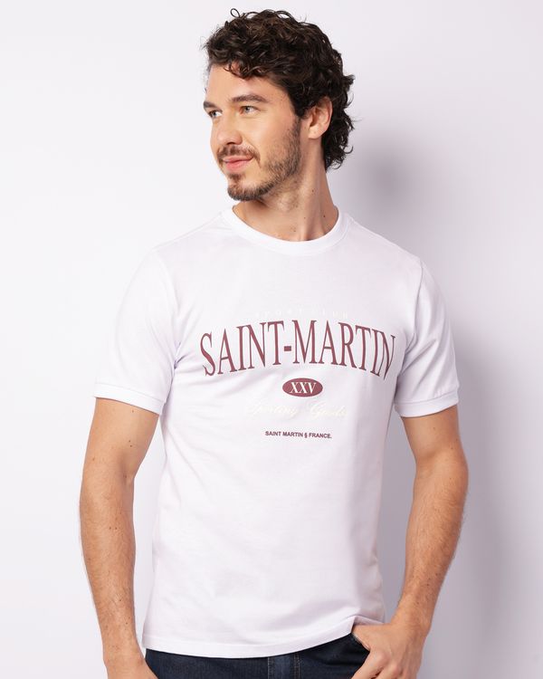 Camiseta Masculina Estampa Saint Martin Manga Curta Branca P