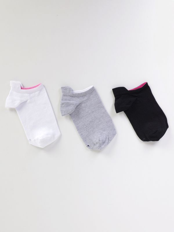 Kit com 03 Meias Lupo Femininas CINZA/BRANCO/PRETO