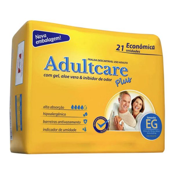 Fralda Geriátrica Adultcare Plus Eg 21 Unidades