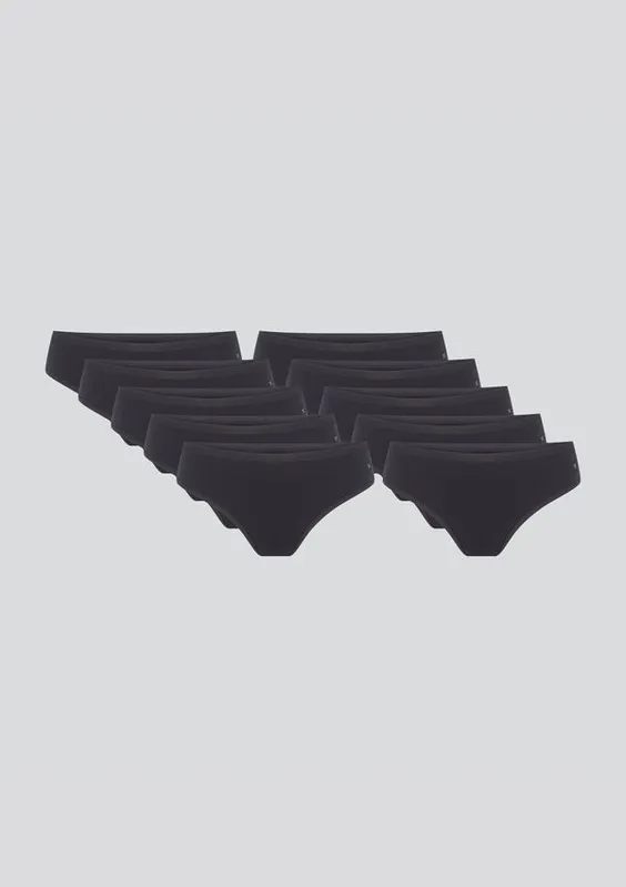Kit 10 Calcinhas Básicas Biquíni Em Algodão - Preto XG