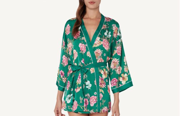 Quimono De Cetim De Viscose - Verde M/G