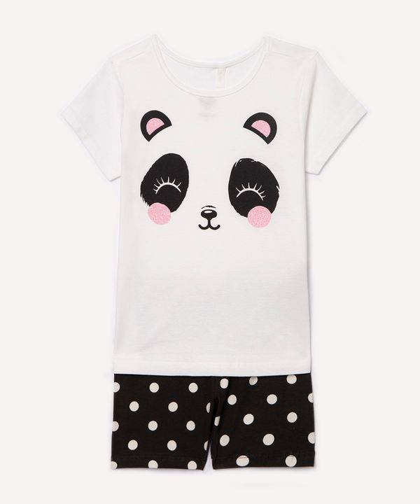 conjunto de algodão infantil panda poá off white 1