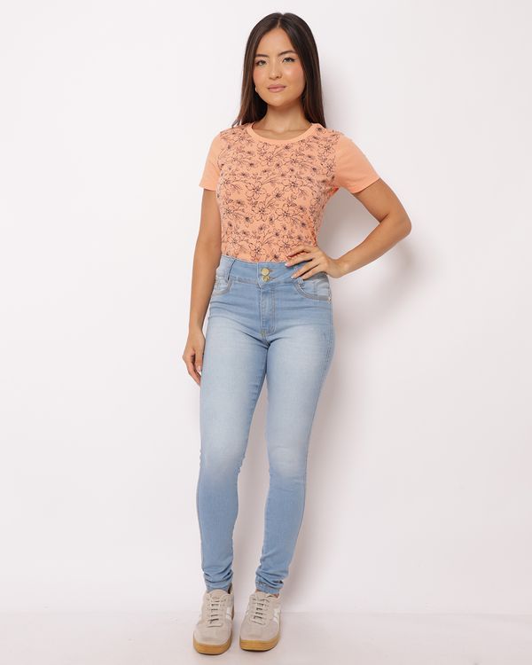 Calça Jeans Feminina Skinny Empina Bumbum Azul 44