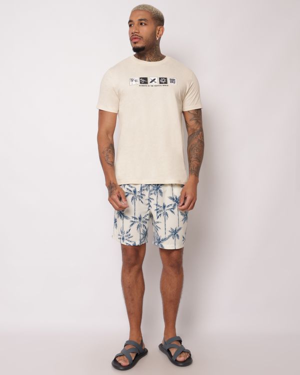 Bermuda Surf Masculina Estampada com Bolso Off White XG