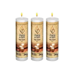 Kit com 3 Velas Votiva 5 Dias Premium Branca 190g - Chama de Ouro