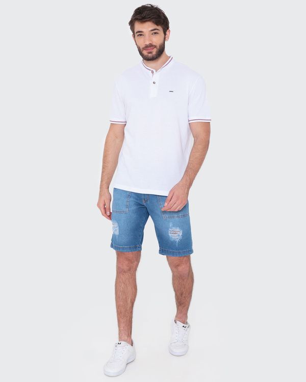 Bermuda Jeans Masculina Destroyed Azul 48