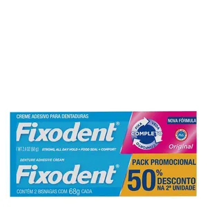 Kit Creme Fixador de Dentadura Fixodent Original 68g 2 Unidades
