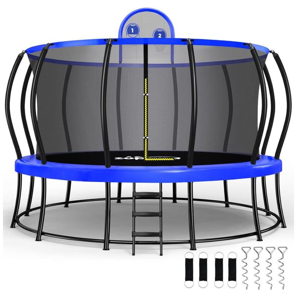 Trampolim Zupapa 816 kg de capacidade, estrutura dupla 2025, design sem lacunas, postes curvados, disponível em 4,9m, 4,6m, 4,3m e 3,7m para