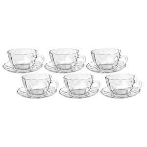 Conjunto 6 Xícaras Chá 240ml com Pires Peach Vidro JGCH084 - Hauskraft
