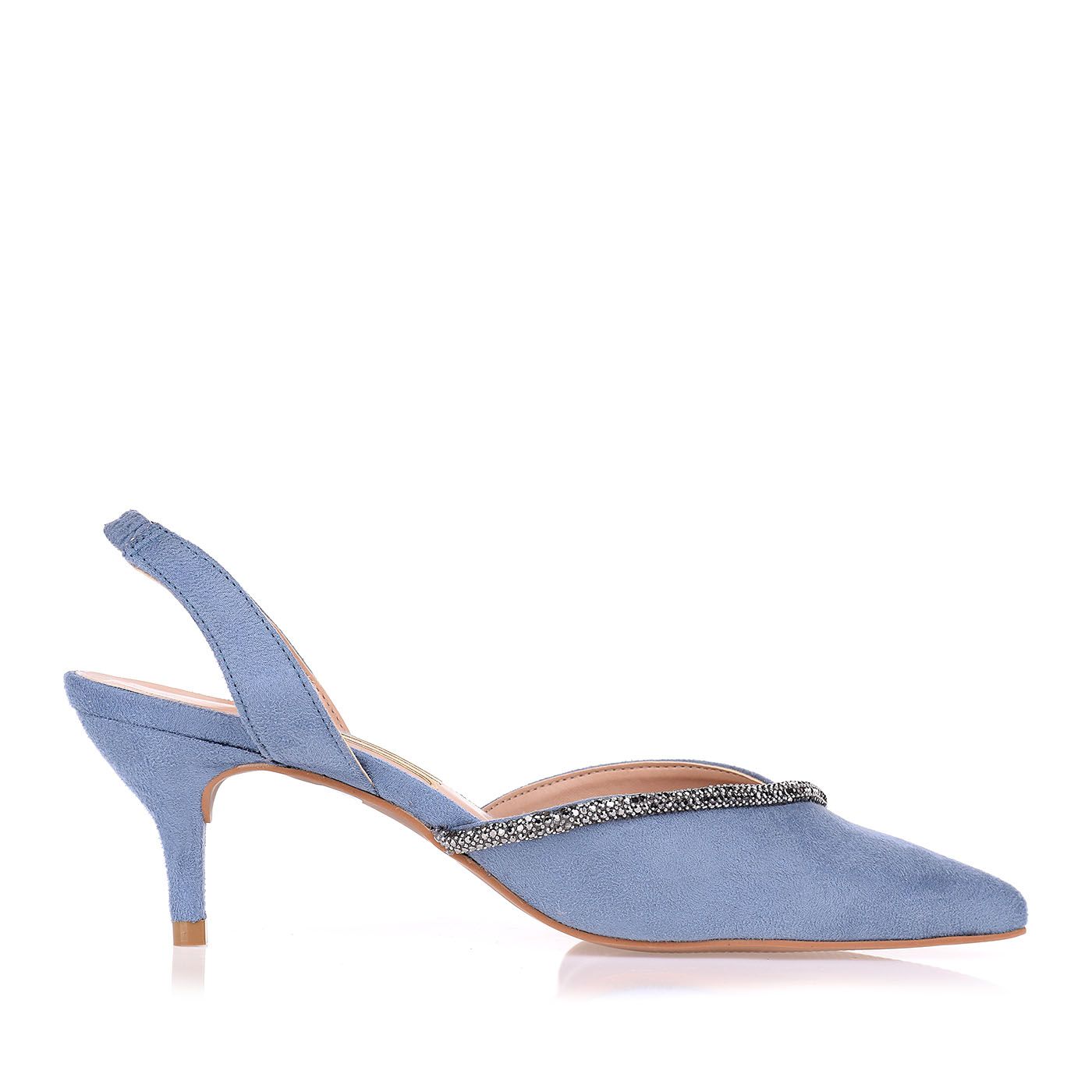 Slingback Salto Médio Camurça N.Denim