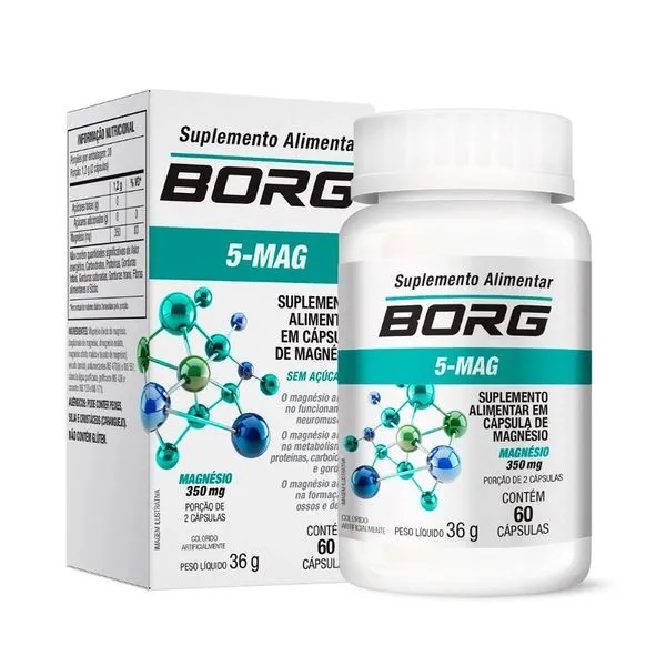 Borg Magnésio 5-MAG 350 mg Borg 60 Cápsulas