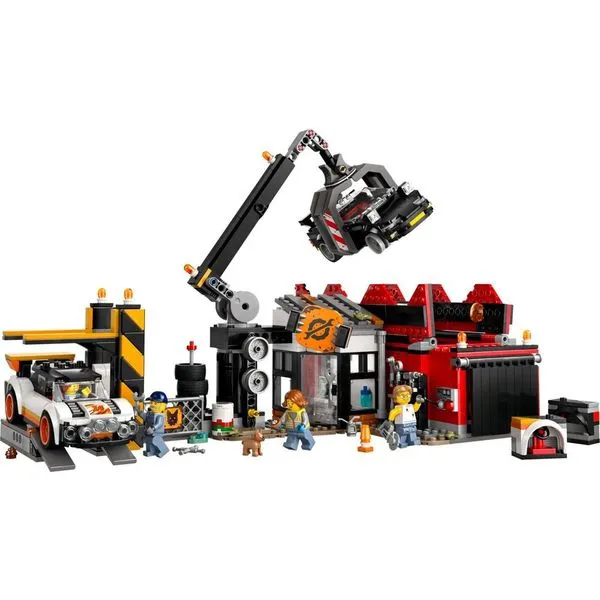 Brinquedo de Construção City Ferro-velho com Carros 871 Peças Guindaste de Garra Lego Brinquedo de Construção City Ferro-velho com Carros 871 Peças Lego