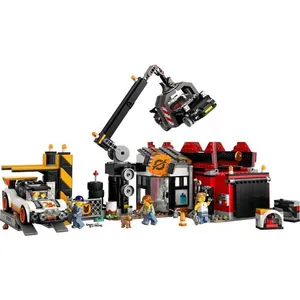 Brinquedo de Construção City Ferro-velho com Carros 871 Peças Guindaste de Garra Lego Brinquedo de Construção City Ferro-velho com Carros 871 Peças Lego