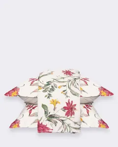 Kit Colcha Casal Plumagem 3 Peças Estampa Floral Branco UN