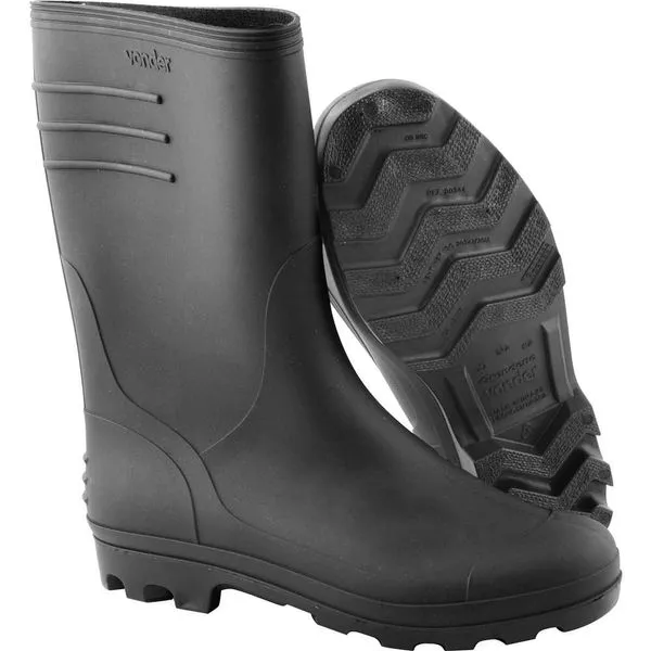 Bota de PVC Cano Médio Com Forro Preta - VONDER Bota de PVC Preta Cano Médio com Forro 37 - VONDER