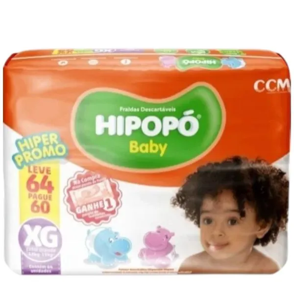 Fralda Hipopo Baby Hiper Promo XG 64 Unidades (MP)