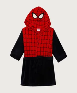 roupão de pelúcia infantil homem aranha azul marinho P