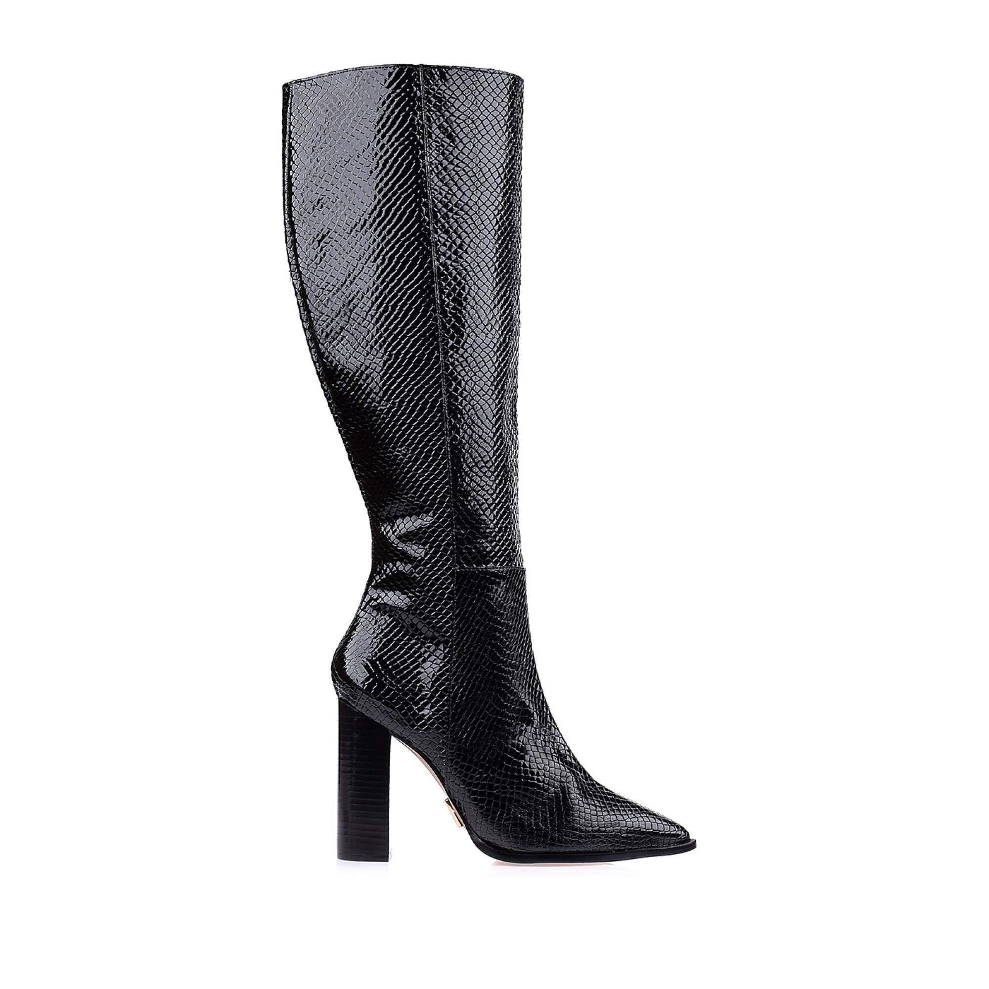 Bota Salto Alto Snake Lux Preto